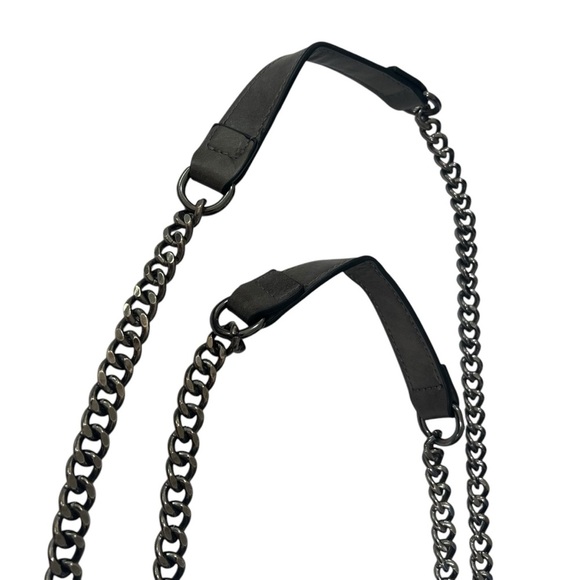 ALDO Charcoal Gray Stitched Shoulder Bag Metal Chain Crossbody Bag Streetwear - Picture 6 of 14